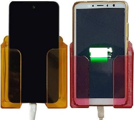 DSNS Wall Mounted Phone Holder| Mobile Charging Stand | Plastic Wall Mount 2 Pics Mobile Holder-picture-30