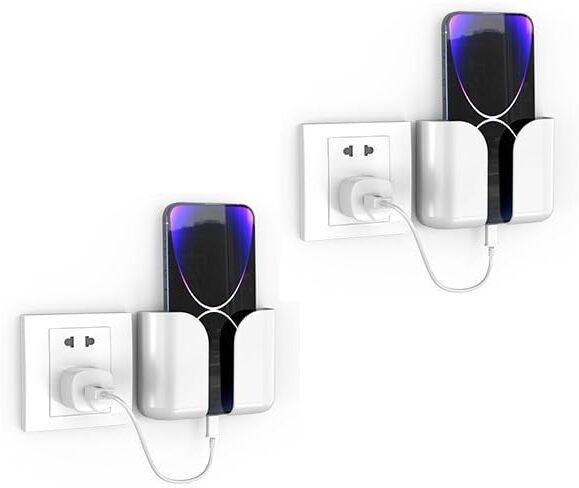 Flipkart SmartBuy White Wall Mounted Mobile Holder Storage Case for Remote Universal Pack OF 2 Mobile Holder-image-42