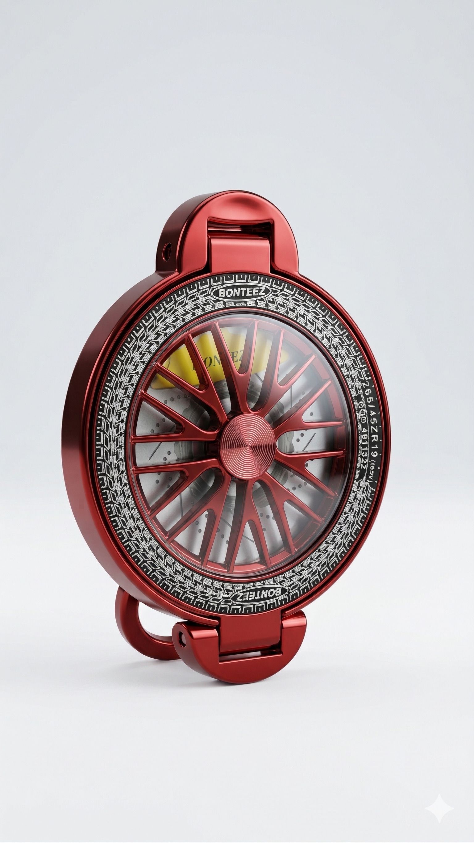 HSRPRO Metal Ring Mobile Holder Car Wheel Design Strong Adhesive Phone Holder (Red) Mobile Holder-image-38