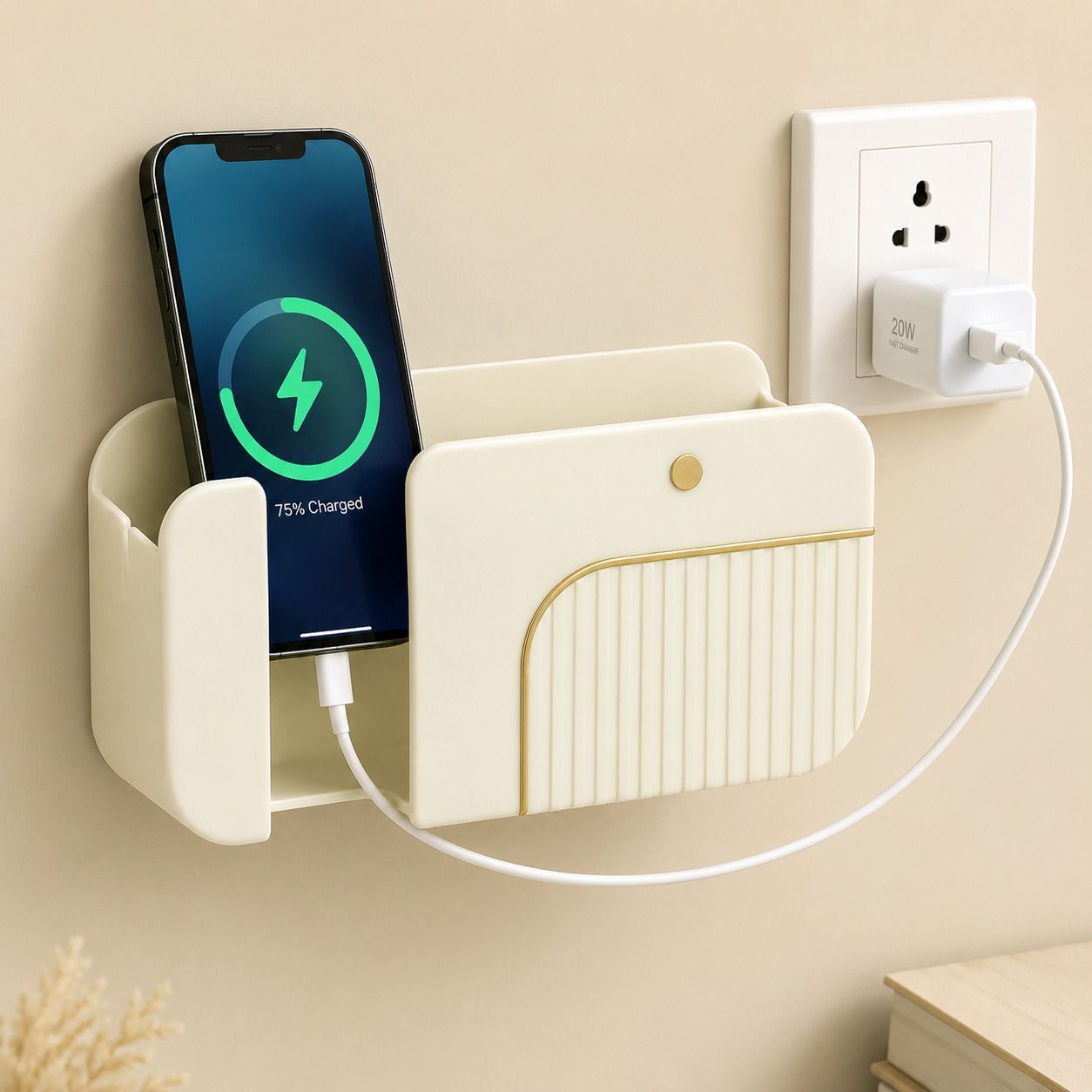 Flipkart SmartBuy Wall Mounted Mobile holder for Charging | Phone & Remot Stand 1 Pics Mobile Holder-image-46