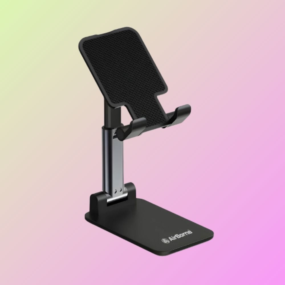 AirBorne MH-212 Foldable Adjustable Mobile Stand Portable Tabletop Holder Black Mobile Holder-image-46