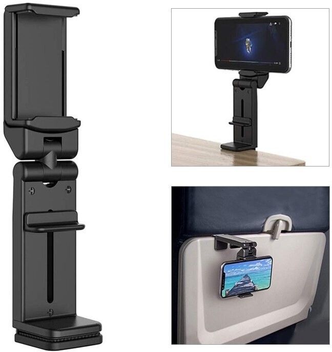 FKU world Cell Phone Stand Portable Phone Holder for Desk Airplane Flight Bed Adjustable Compatible with Mobile Holder-image-1