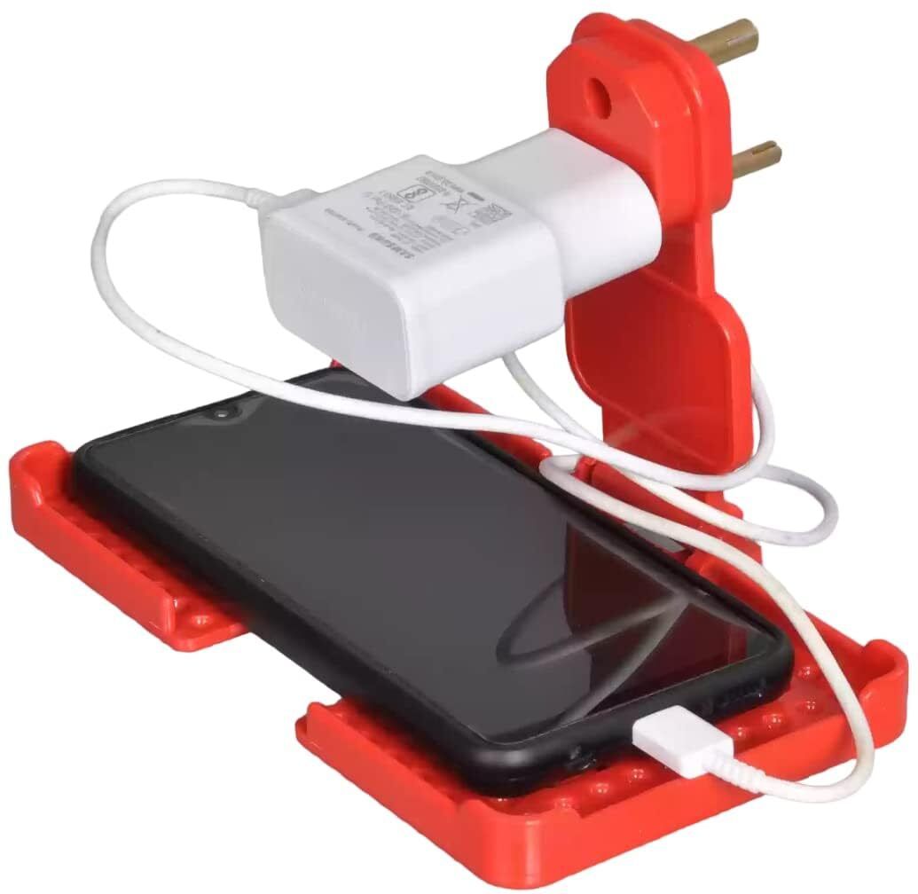 Shubham Technoplast Mobile Charger Stand Holder Wall with 3 Pin Socket Plug Mobile Holder Mobile Holder-image-12
