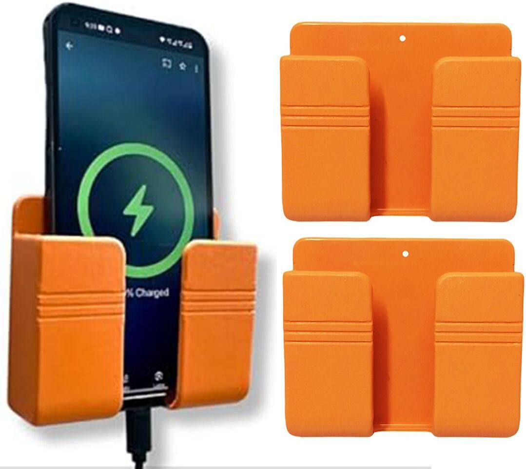 DSNS Mobile Wall Mount Stand for Charging | AC/TV Remote Holder |Orange Pack OF 3 Mobile Holder-picture-38