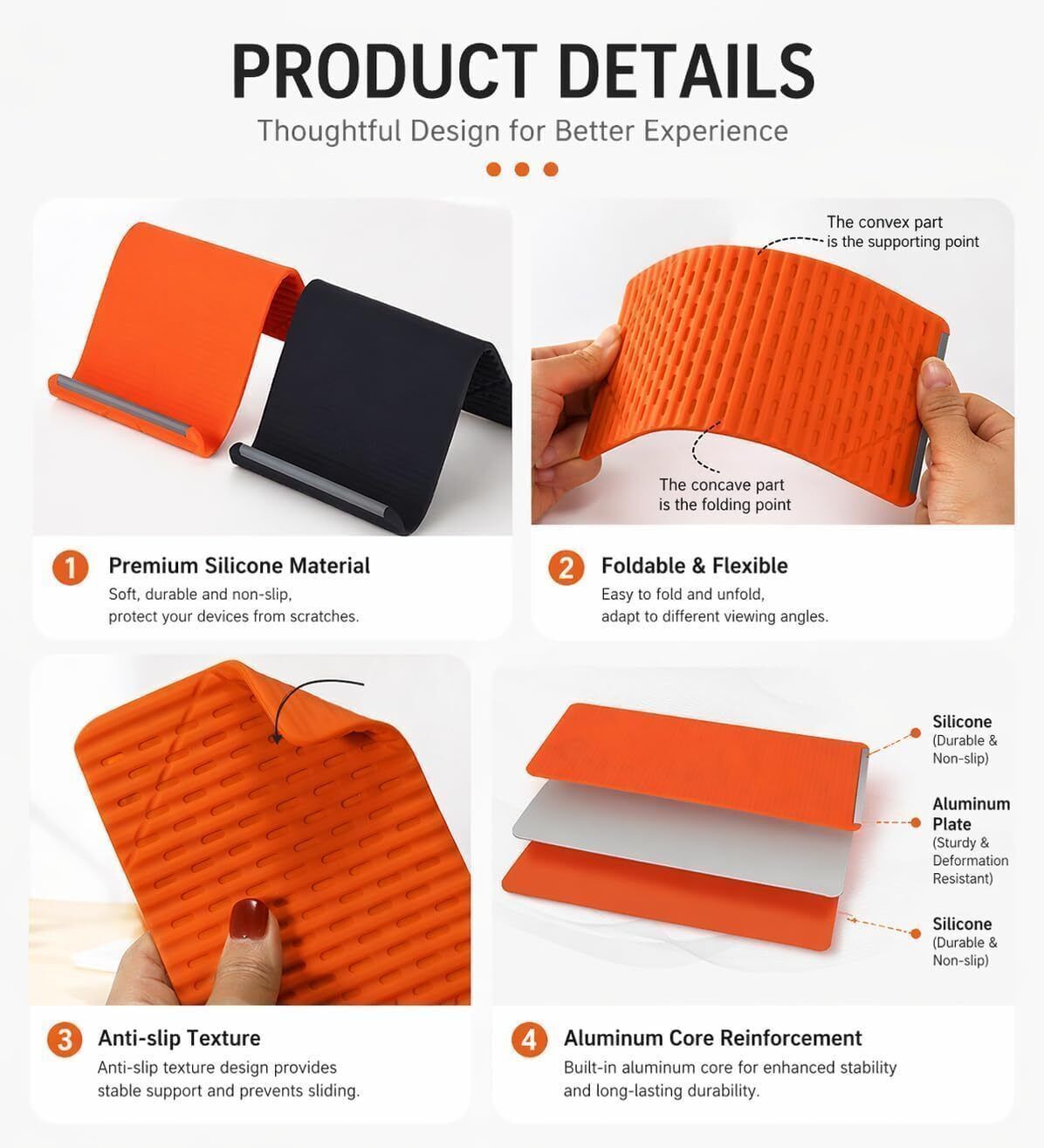 Rynlona Silicone Mobile Holder Foldable Stand for Video Calls and Reading Mobile Holder-image-27