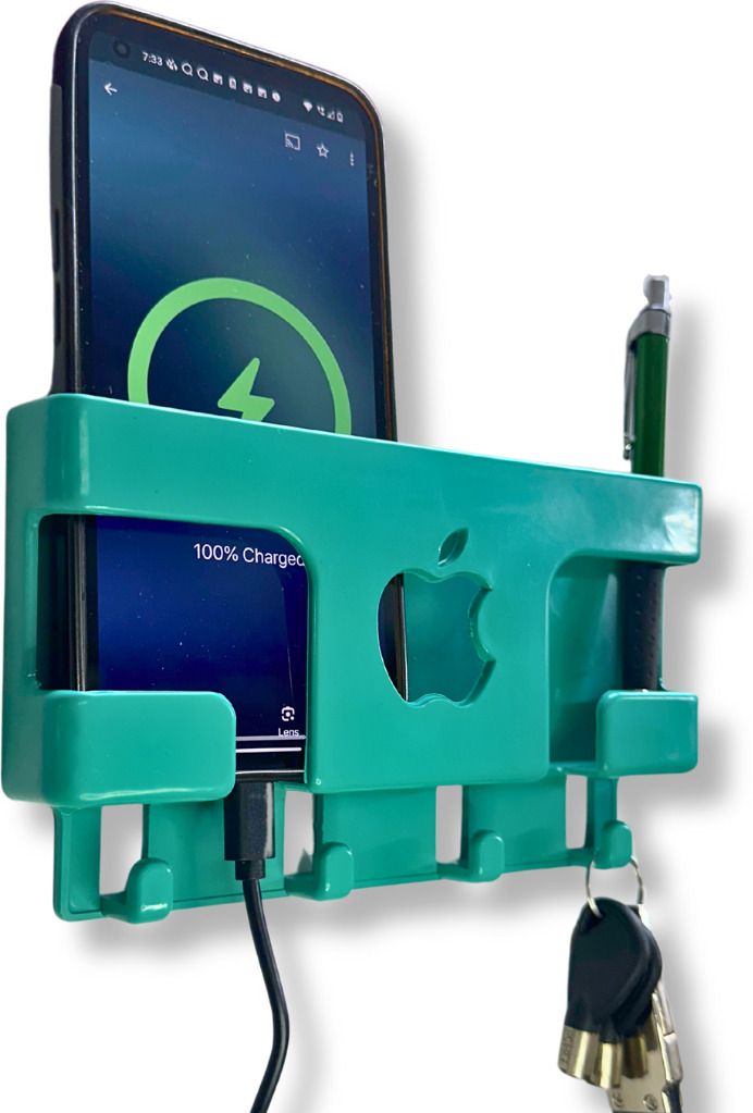 thekiteco. Wall Mount Mobile Holder with Storage for 2 Mobiles/Remote Mobile Holder - Green Mobile Holder-image-49