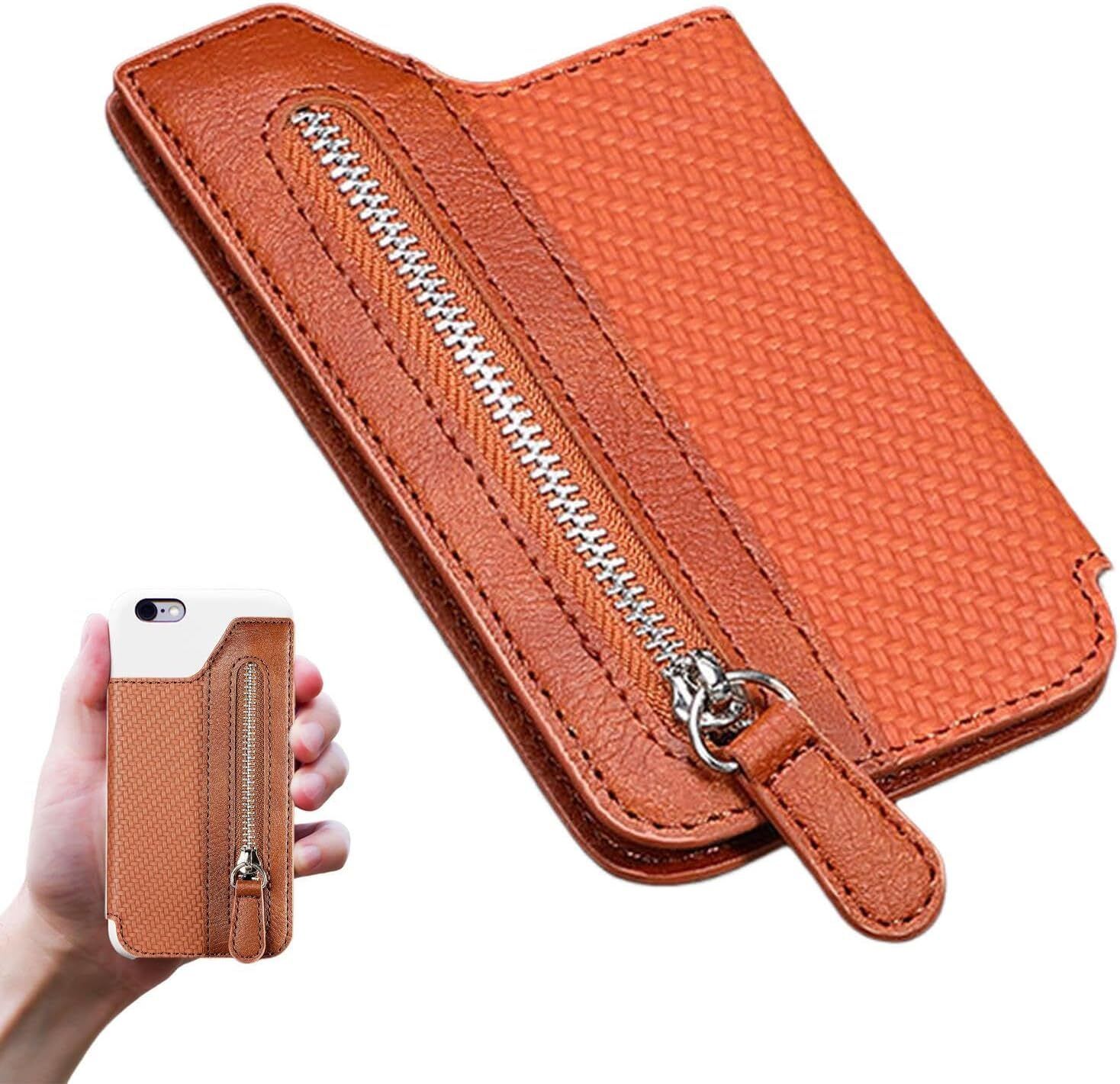 MSVTRADESS Card Phone Holder PU Leather Stick-on Phone Wallet with Zip for Use Phone Stand Mobile Holder-image-8