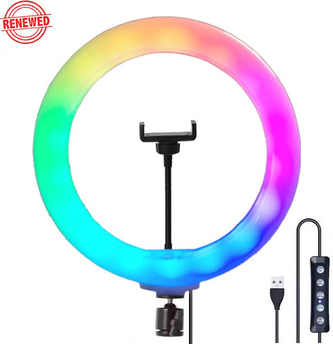 BROLAVIYA (Renewed) Crystal 3D LED RGB 6 Inch Ring Light, 360 Knob with Mobile Bracket Mobile Holder-image-43