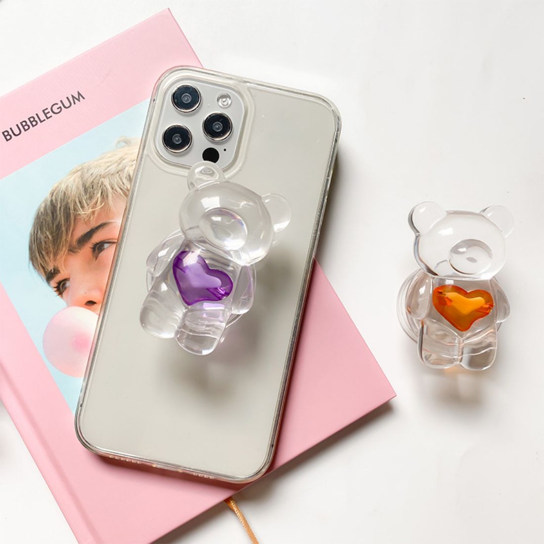 THE PRITO Mobile Holder for Hand Grip, Stylish & Perfect Gift for Girl (Purple Heart) Mobile Holder-image-16