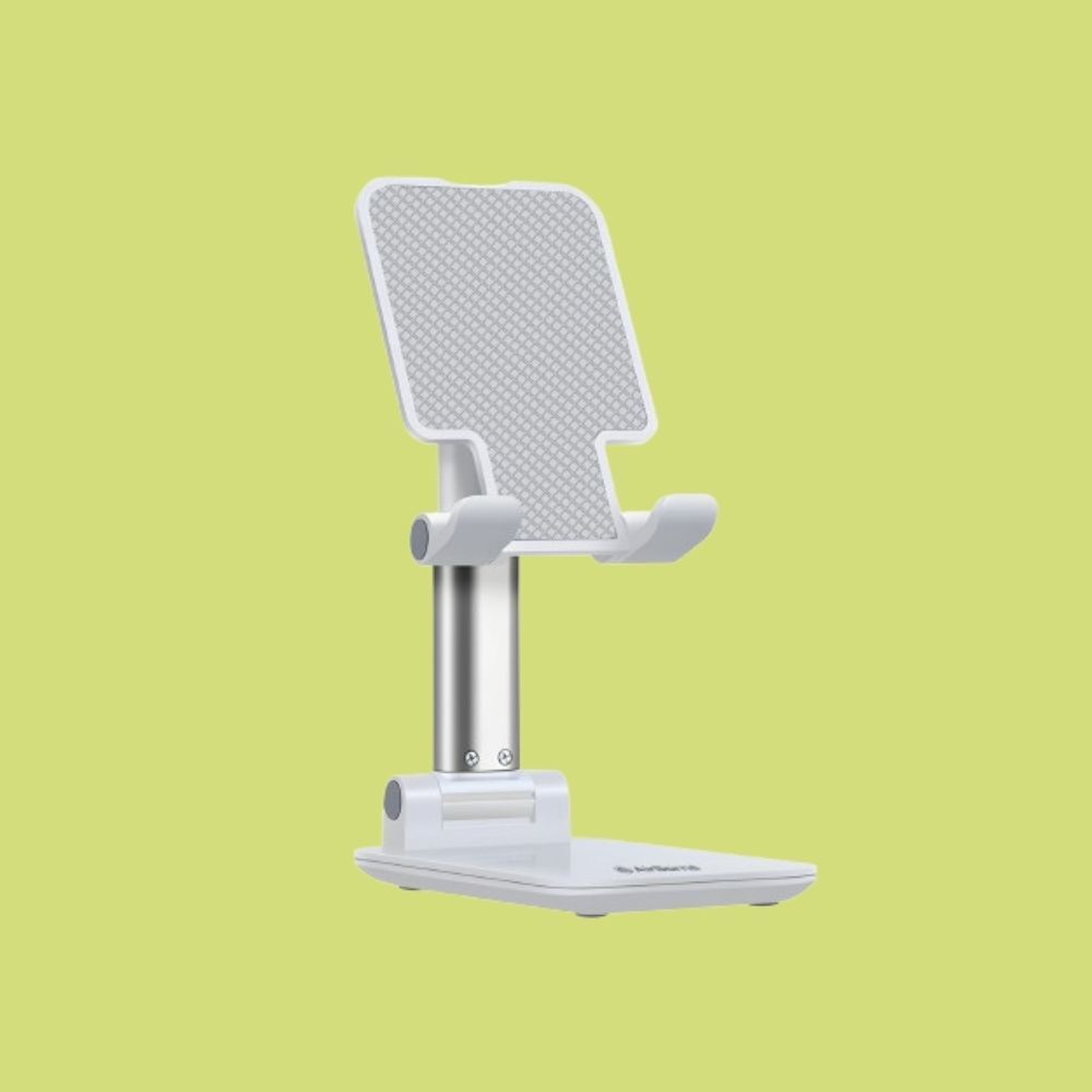AirBorne MH-115 Foldable Adjustable Mobile Stand Portable Tabletop Holder White Mobile Holder-image-0