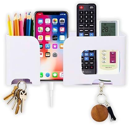 Flipkart SmartBuy Multifunctional Wall Mounted Mobile Stand Remote, Key Hanger Pack Of 1 White Mobile Holder