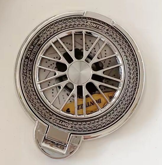 Hoccroxx Mobile Protective Ring Stand Holder, Vintage Wheel Design Silver 2 Pcs Mobile Holder-image-30