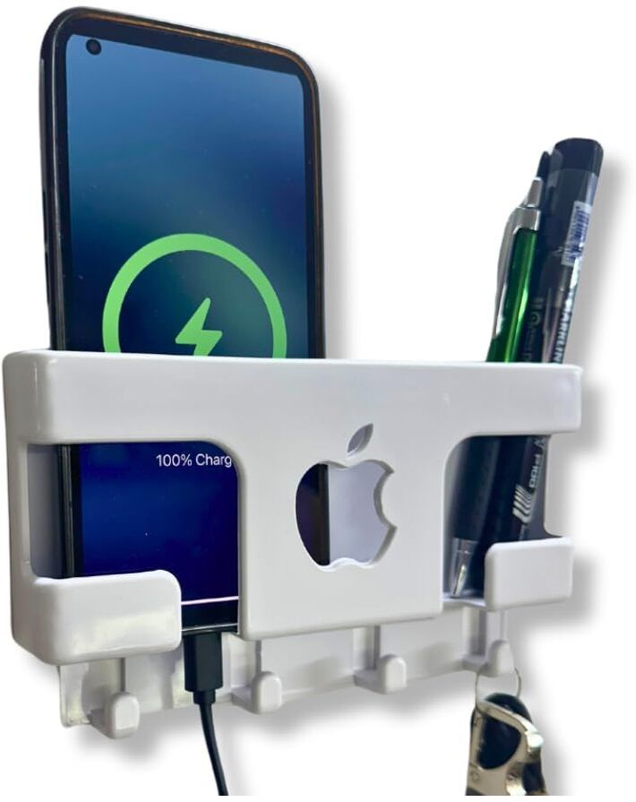 M/S DSNS Multi purpose Wall Stand with Key chain & Remote Holder | White 1 Pies Mobile Holder-image-6