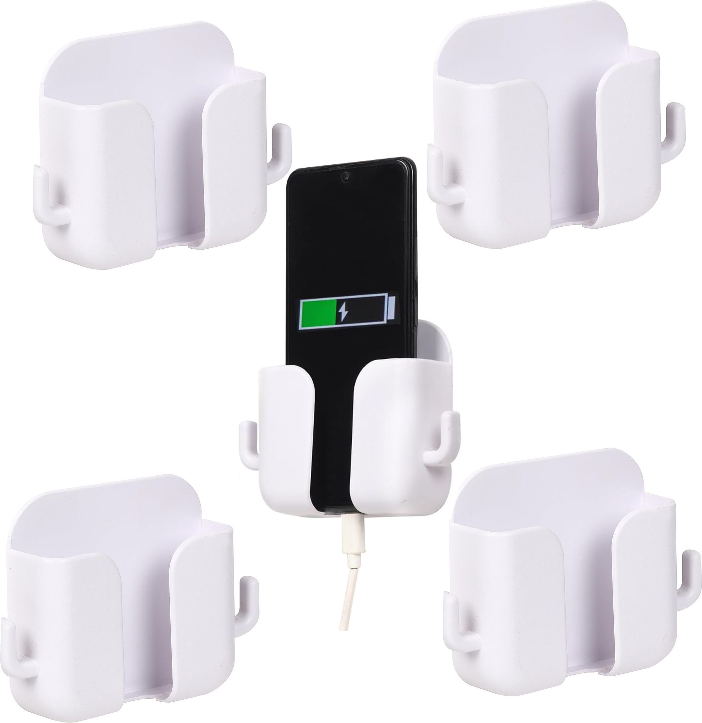 DSNS Wall Mount Mobile Charging Stand | Remote, Key Hooks & Cable Organizert 5 Pics Mobile Holder-image-38