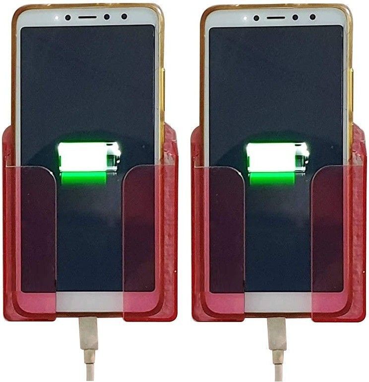 DSNS Wall Mounted Mobile Holder| Mobile Phones Charging Stand Holder | Red PackOF2 Mobile Holder-image-31