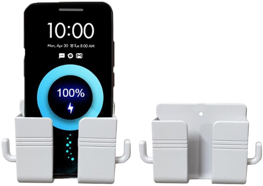 DSNS Wall Mounted Mobile Holder for Charging | Remote & Key Holder Pack OF 1 Mobile Holder-image-33