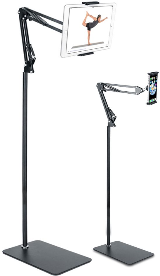 BROLAVIYA Flexible Universal Tripod Floor Stand for 4'-10.2' inch, with Gooseneck Clip Lazy Arm Bracket for Both Mobiles and Tablets Mobile Holder-image-43