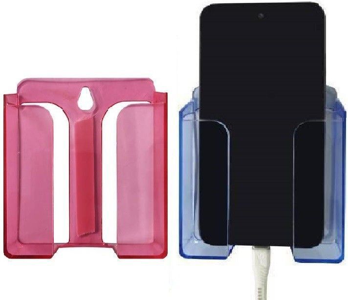 DSNS Wall Mounted Mobile Holder| Mobile Phones Charging Stand |Red & Blue PackOF2 Mobile Holder-image-32