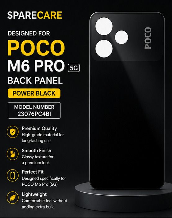 SPARECARE XIAOMI POCO M6 PRO 5G ( with Proper Brand LOGO) (Power Black) Back Panel-picture-45