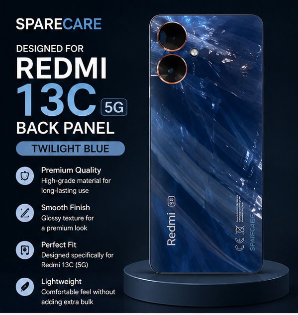SPARECARE XIAOMI REDMI 13C 5G ( with Proper Brand LOGO) GLASS ( Twilight Blue) Back Panel-image-29