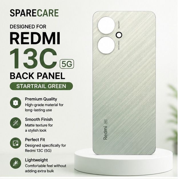 SPARECARE XIAOMI REDMI 13C 5G ( with Proper Brand LOGO) GLASS ( Startrail Green Back Panel-picture-18