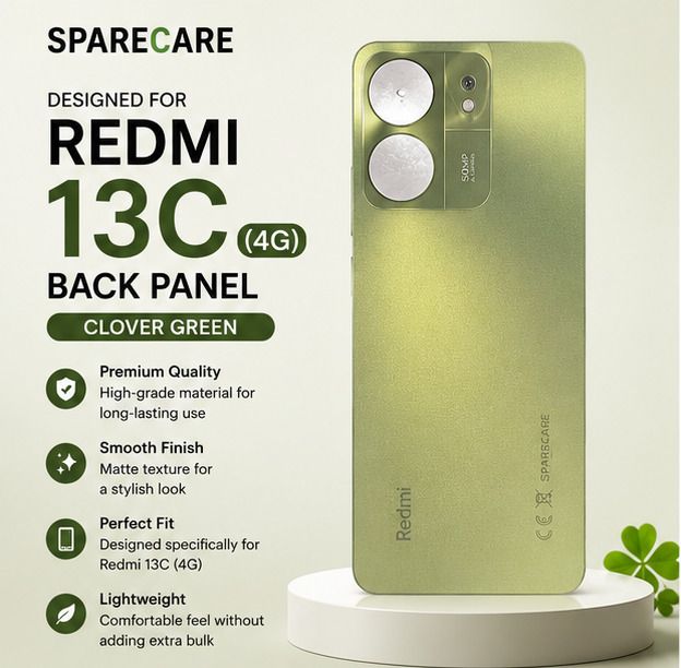 SPARECARE XIAOMI REDMI 13C 4G ( with Proper Brand LOGO) GLASS ( Clover Green) Back Panel-picture-14
