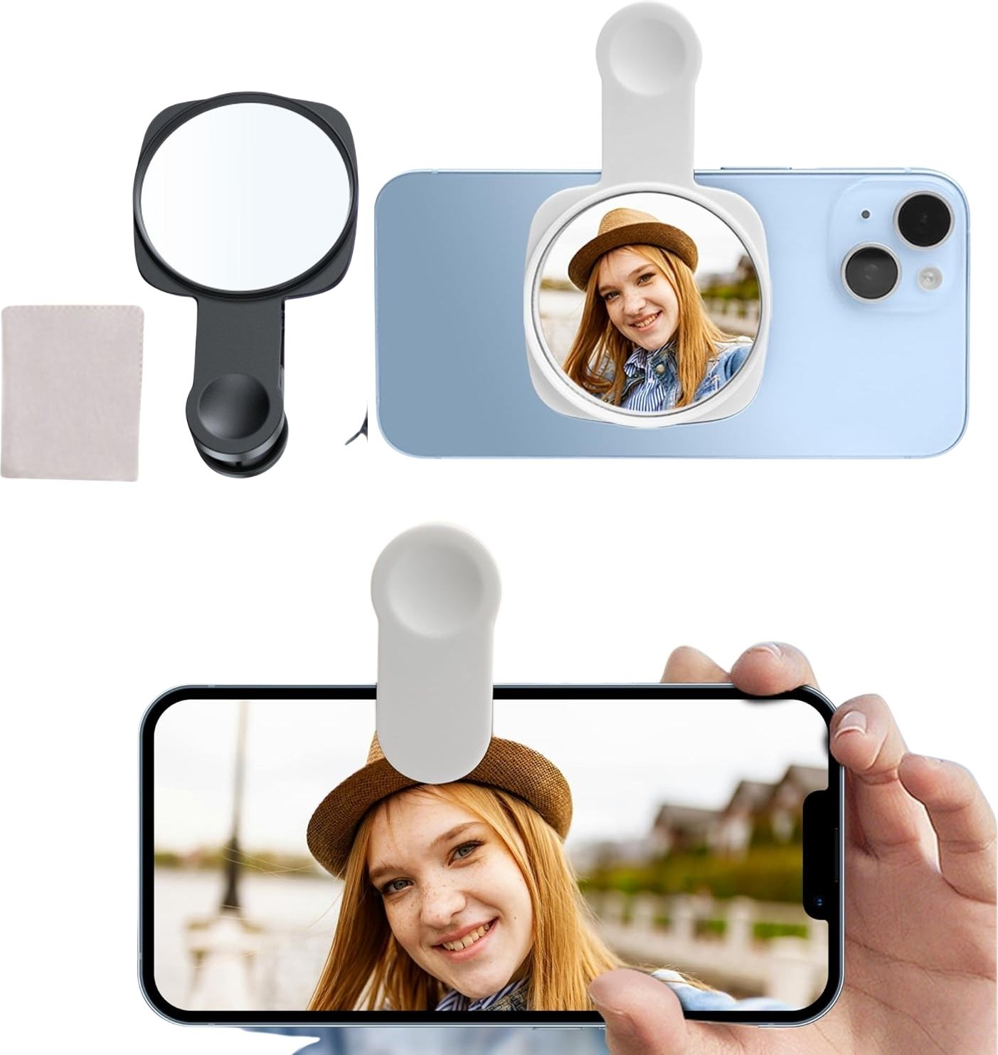 KIDWILL Mobile Phone Camera Mirror Clip, Rear Lens Expansion Selfie Mirror Clip Reflector-image-1