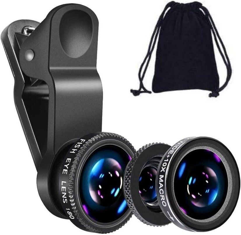 OSTALY 3 in 1 HD Universal Clip Lens Ultra HD Wide Angle, Fish Eye, Macro Lens Mobile Phone Lens