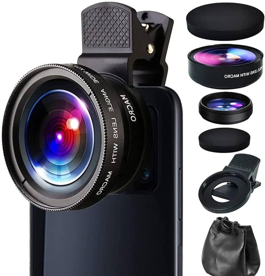 OSTALY 2 in 1 Mobile Lens Kit V2 Macro Lens 0.45X Ultra HD Wide Angle and 15X Lens Mobile Phone Lens