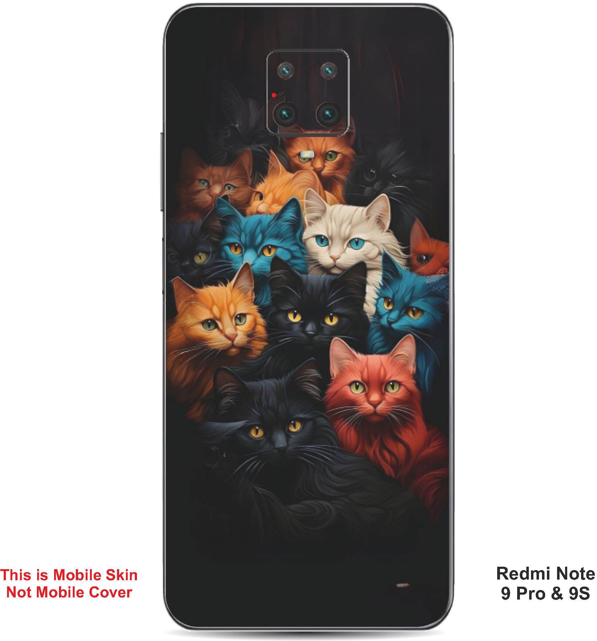 VYBE The Smart Choice Redmi Note 9S Cat Embossed Mobile Skin-image-13