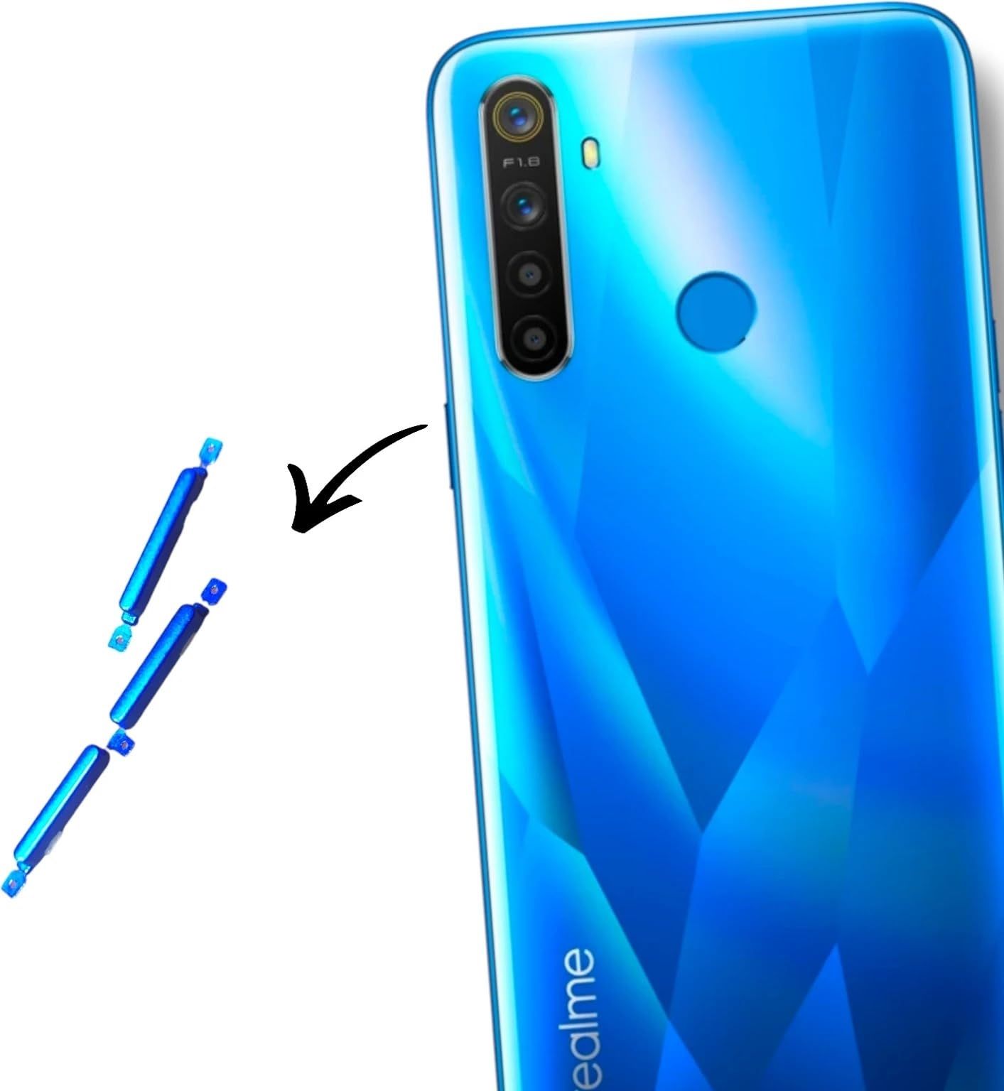 Shavik Realme 5/5s Realme 5/5S power volume buttons blue Best quality with proper care Power ON/OFF Button-image-33