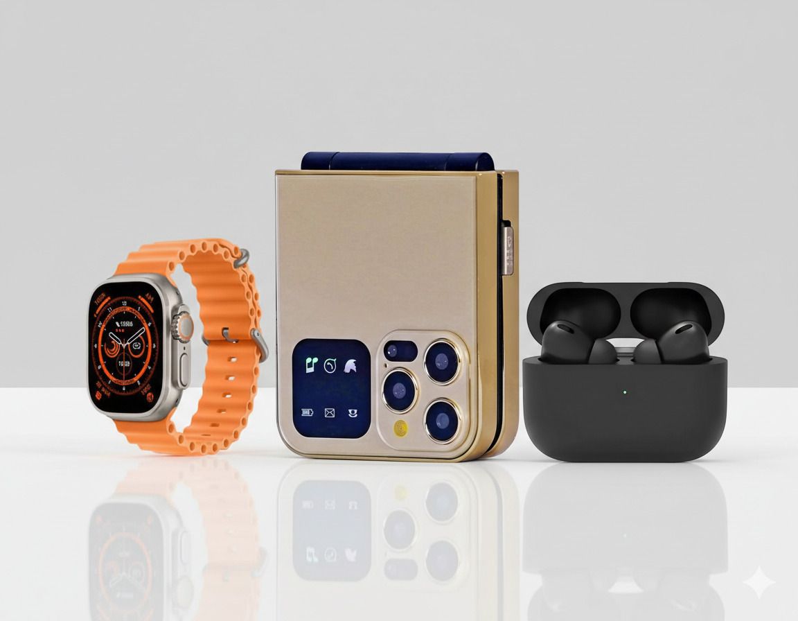 snexan Combo Rock Z Flip Dual Sim Keypad Mobile , Earbods, Smartwatch Flip/Fold Call-picture-20