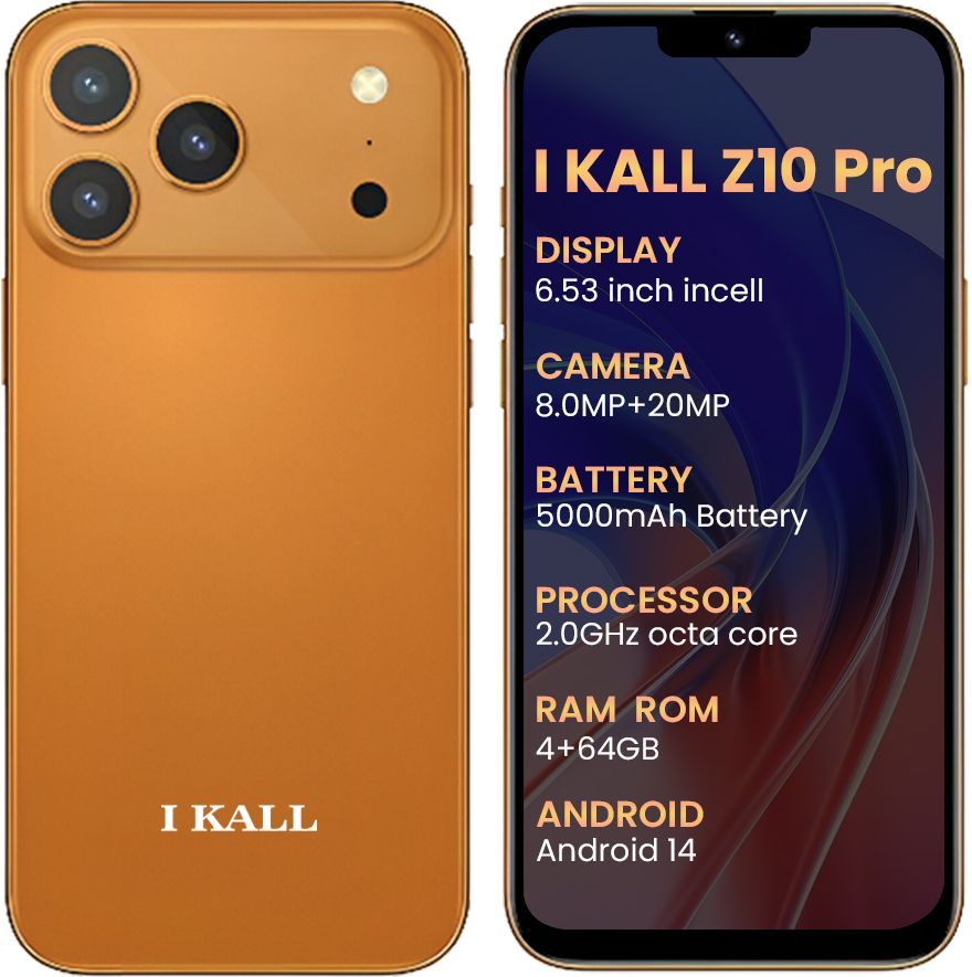 Z10 Plus Smartphone- 6.53inch HD Display with 5000mAh Battery, 20MP Rear Camera (Orange, 64 GB)