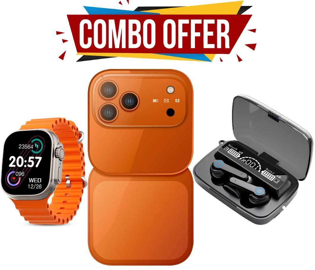 amozkart Combo Rock X Flip Dual Sim Keypad Mobile , Earbods, Smartwatch Flip/Fold-picture-25