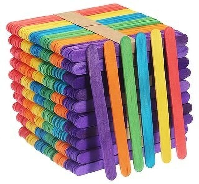 cjay Colorful Wooden Craft Sticks, Rainbow Colors, Medium Size 100 PCS Model Building Kit-picture-28