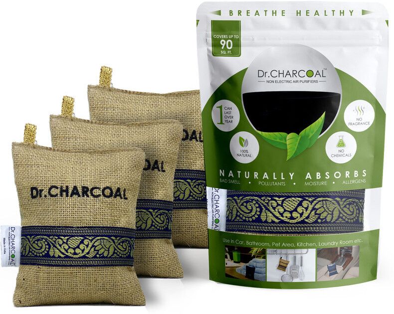 dr. charcoal Car Air Purifier Bag to remove Bad Smell & Moisture (Classic Khaki, 200g x 3) Portable Car Air Purifier-picture-18