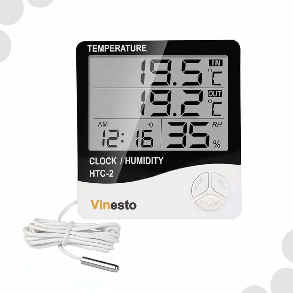 HTC-2 Digital Hygrometer Thermometer Humidity HTC-2 Digital Hygrometer Thermometer Humidity Meter With Clock LCD Display All-in-One Digital Moisture Measurer-image-36