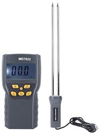 Grain Moisture Meter With Measuring Probe Accurate Measurement LCD Display For Wheat Paddy Rice Corn Feed Barley MD-7822 Pin-Type Digital Moisture Measurer