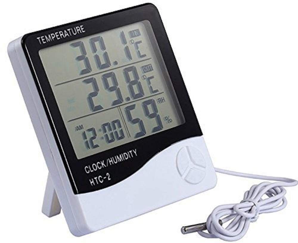 Abstract Thermometer Plastic Clock with Sensor Cable HTC-2 All-in-One Digital Moisture Measurer