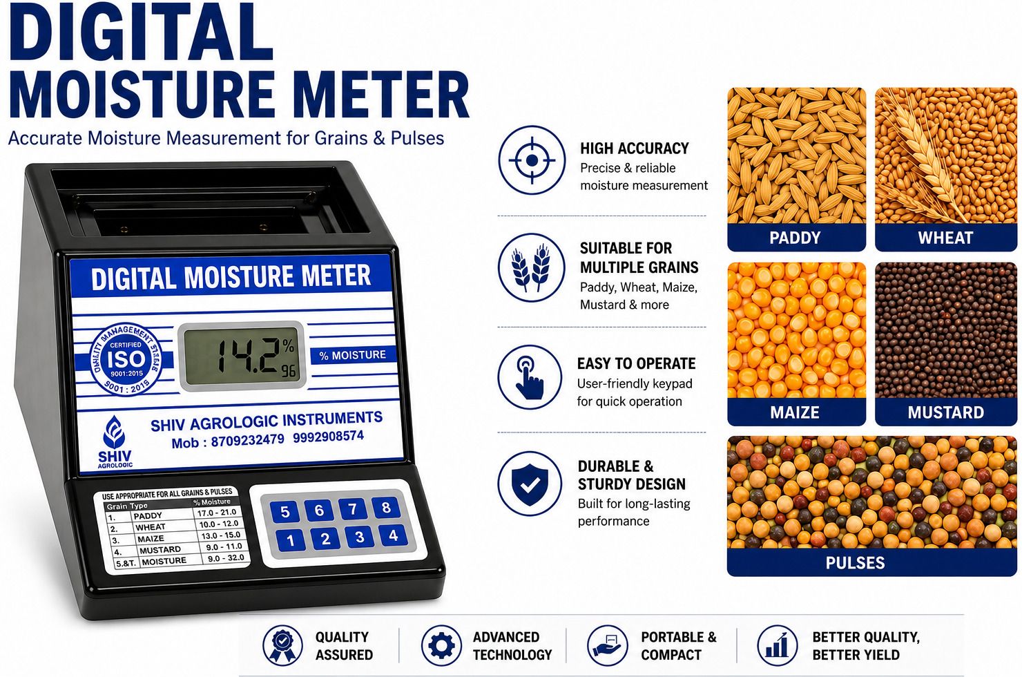 Digital Grain Moisture Meter for Paddy Wheat Maize Mustard & Pulses Advanced Digital Moisture Meter All-in-One Digital Moisture Measurer-image-9