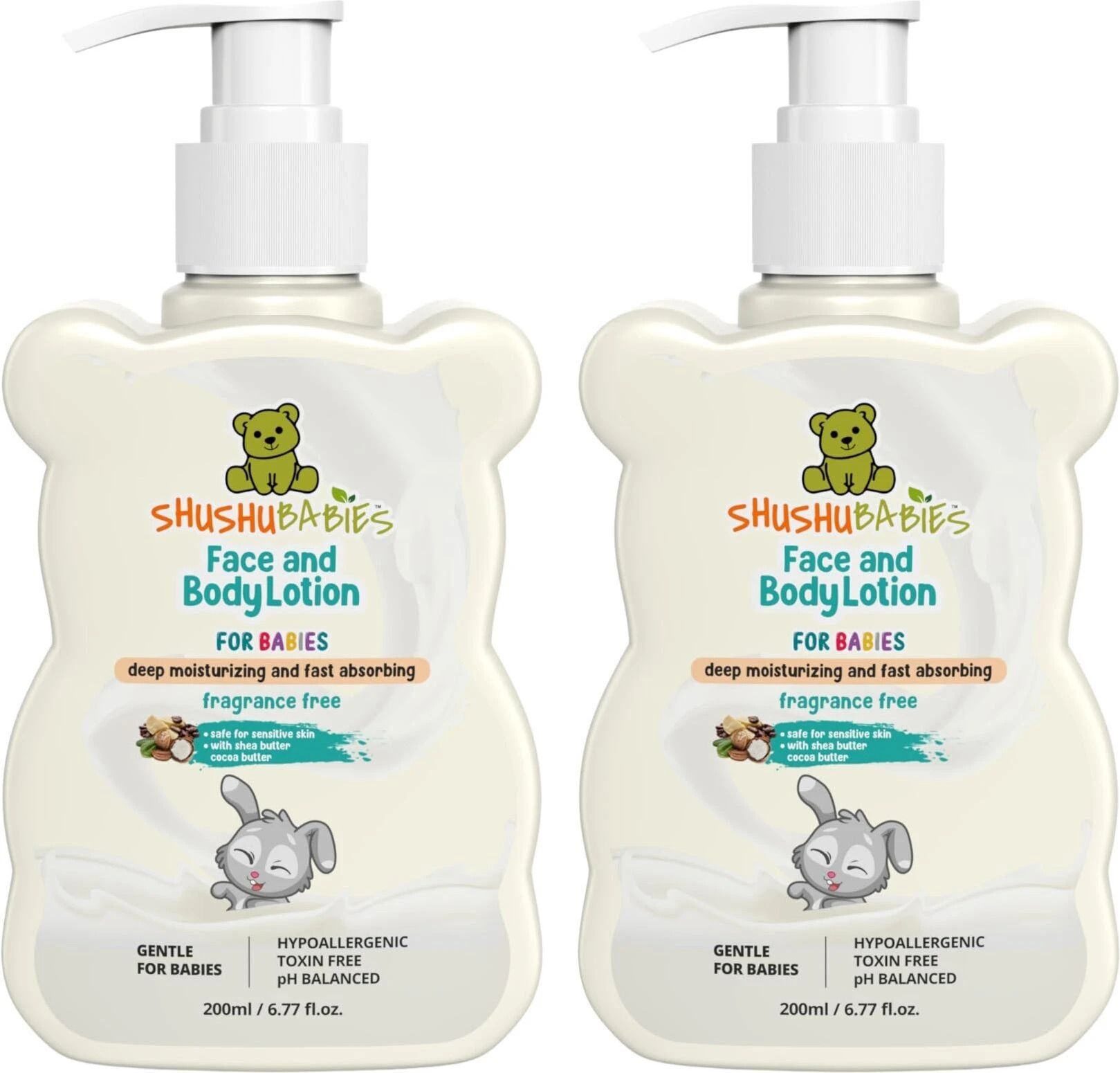 shushu babies Fragrance Free baby Face and Body Lotion | under 0-3 years | Pack of-2 (2x200ml)-picture-18