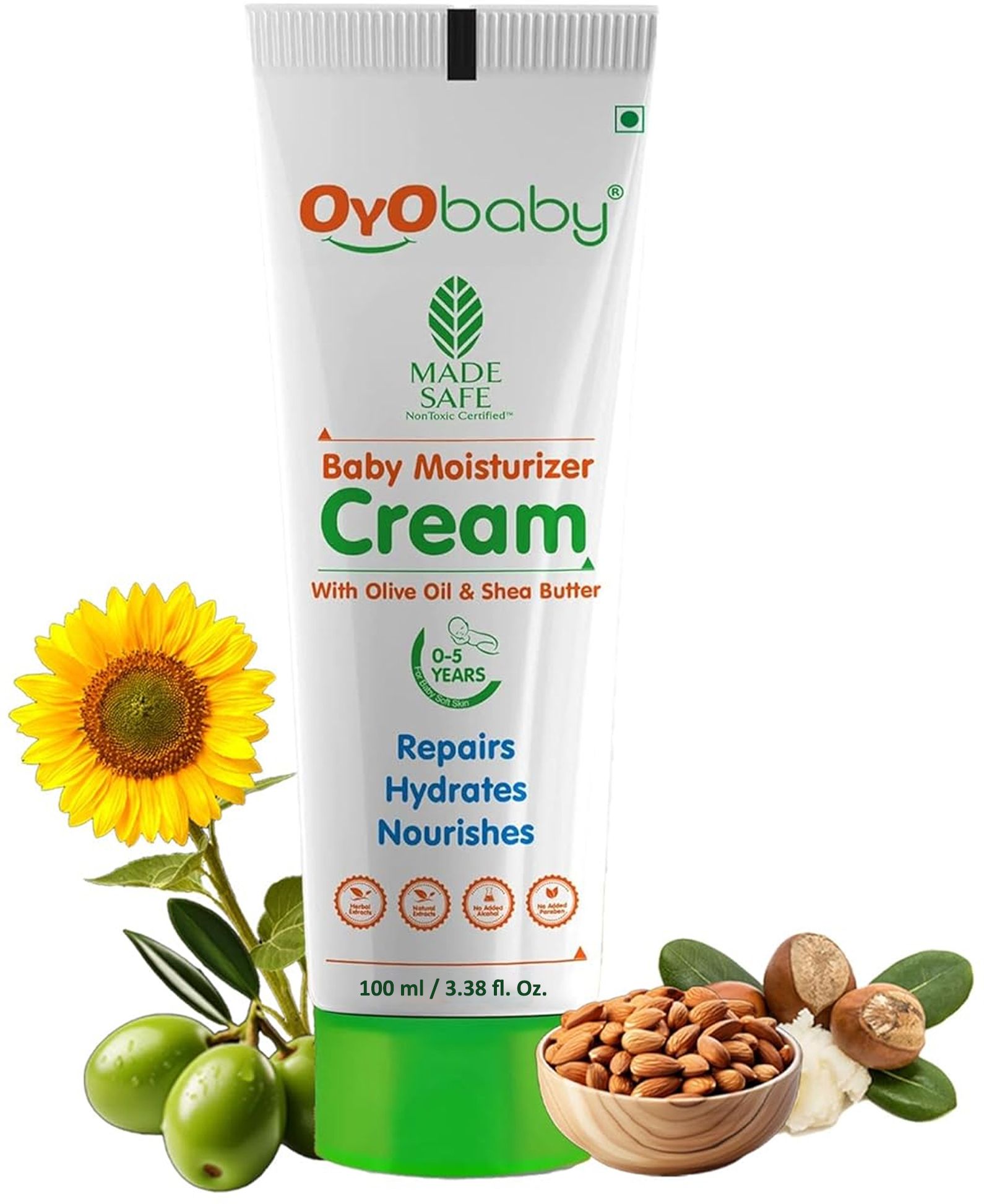 Natural Baby Moisturizer Cream, pH balanced for Baby's Sensitive Skin with No Harmful Chemicals, Olive Oil & Shea Butter, No Paraben & Alcohol Baby Moisturizer Cream