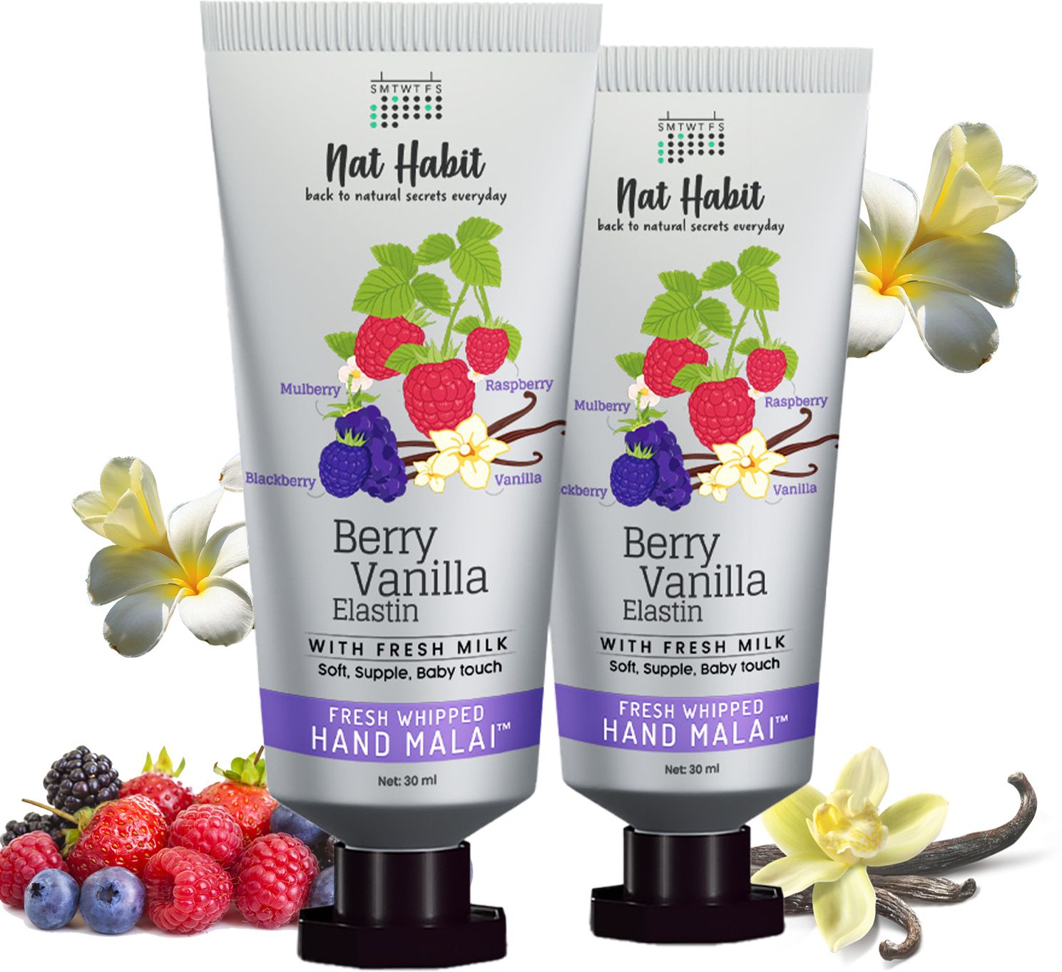 Berry Vanilla Elastin Fresh Whipped Hand Malai/Cream for Soft Supple&Baby Touch,-image-5