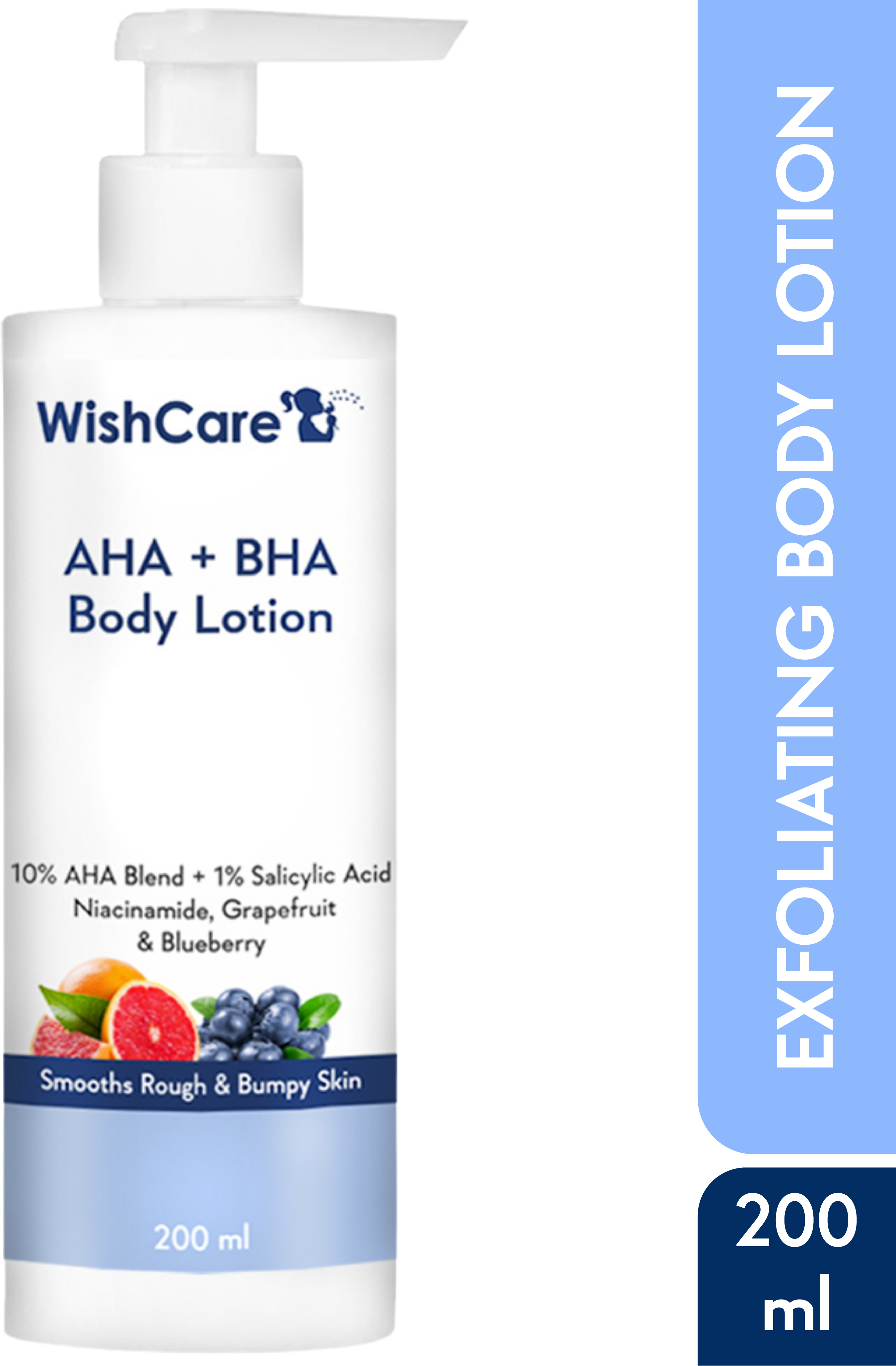 WishCare 10% AHA + 1% BHA Body Lotion - Smooths Rough & Bumpy Skin - Glycolic & Lactic Acid Body Lotion with Niacinamide