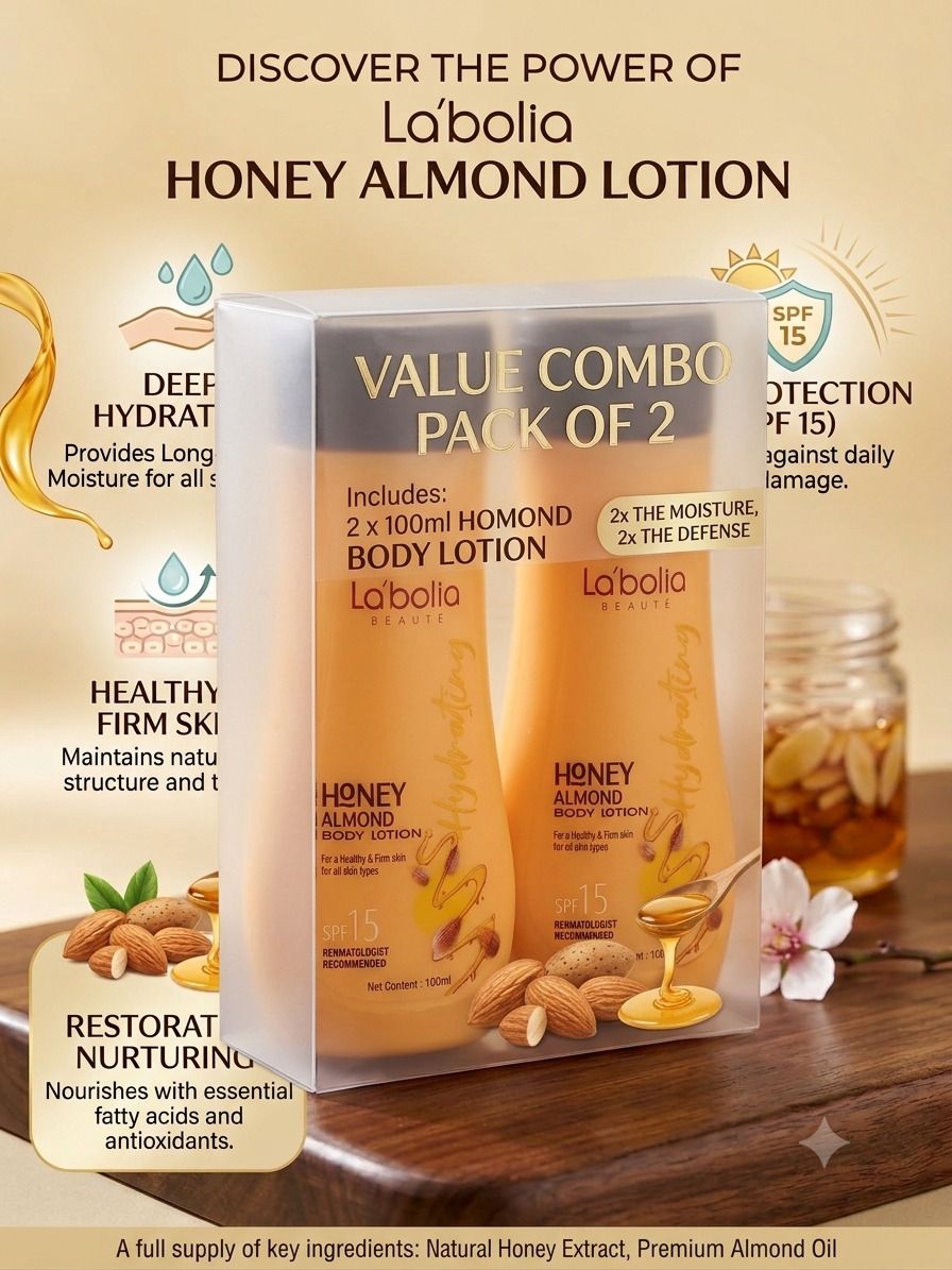 Honey Almond Body Lotion for a Healthy & Firm Skin SPF 15 100ml Pack of 2-image-42
