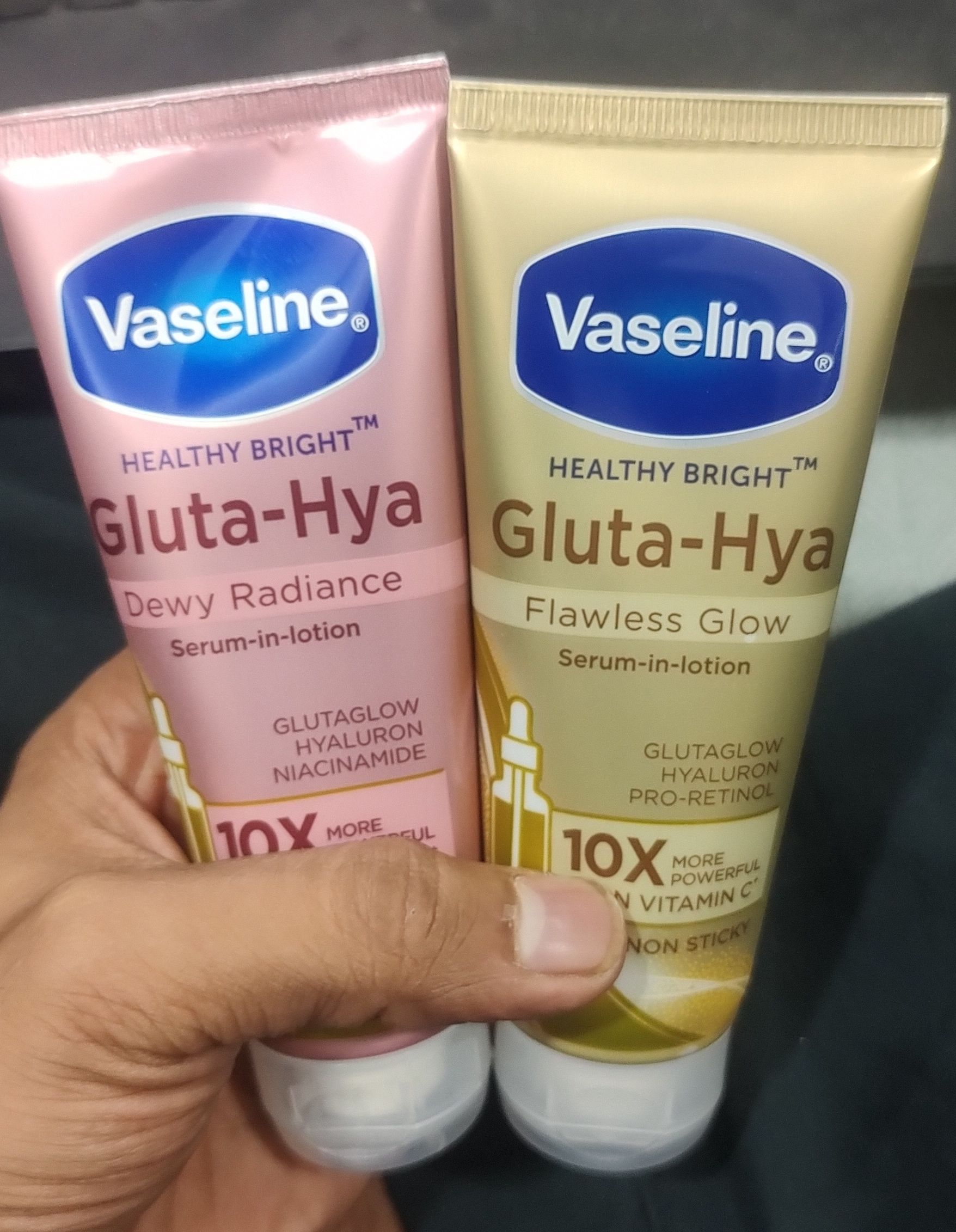 vaseline Gluta-Hya Dewy Radiance + Gluta-Hya Flawless Glow 70G each (140G)-picture-1