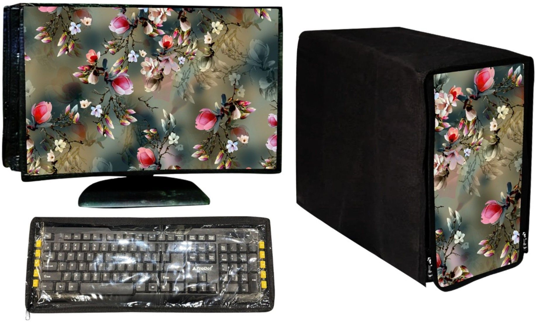 kridha for 22 inch Computer Monitor, Keyboard (8*18 Inch) and CPU (7.5*18*16 Inch) - CH-Led-43-K-Gry-Pnk-FL_KR-image-11