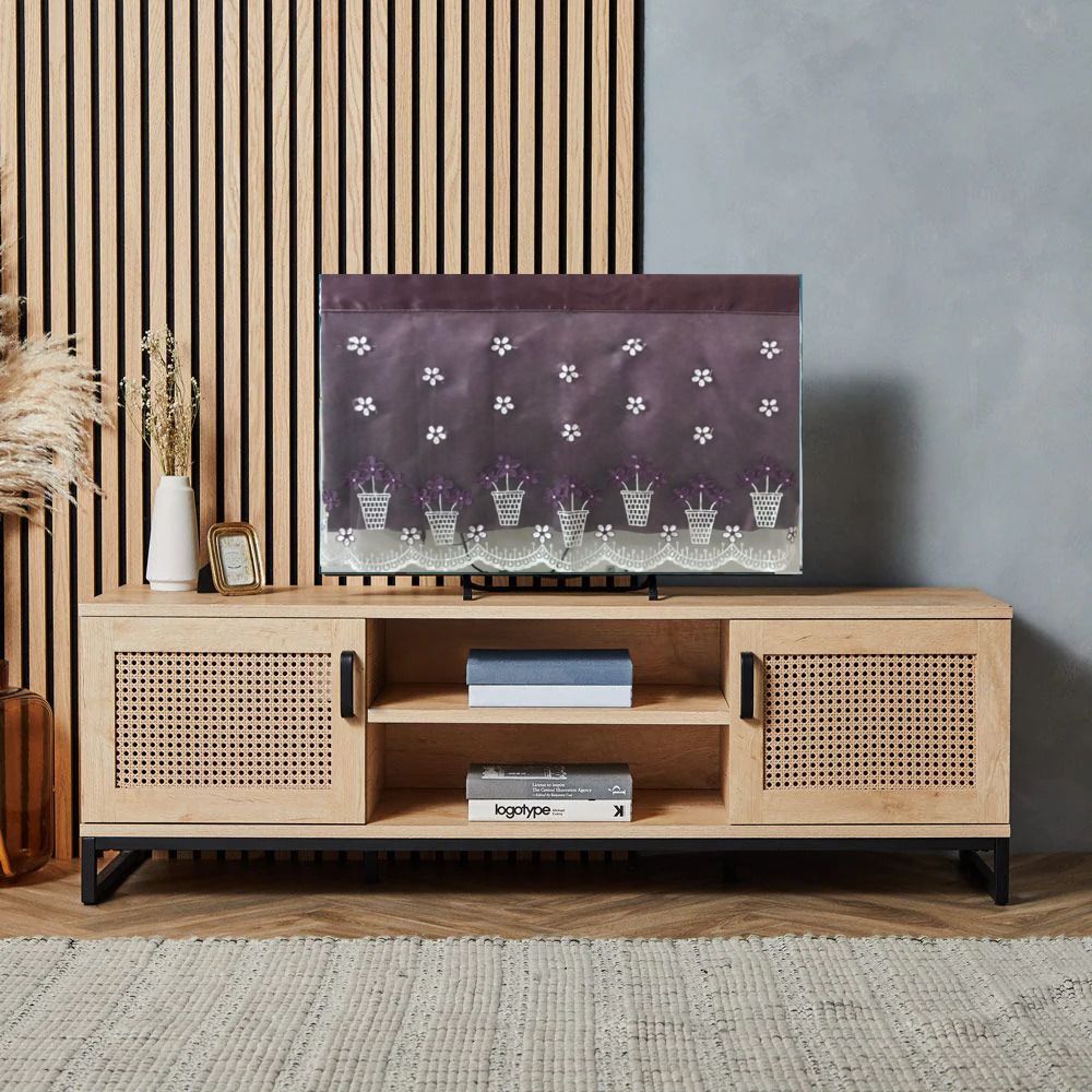 ANSHMJIMN Floral Basket Embroidered Fabric Cover for 32 inch LCD/LED TV - WINE KUNJA 32 C-picture-23