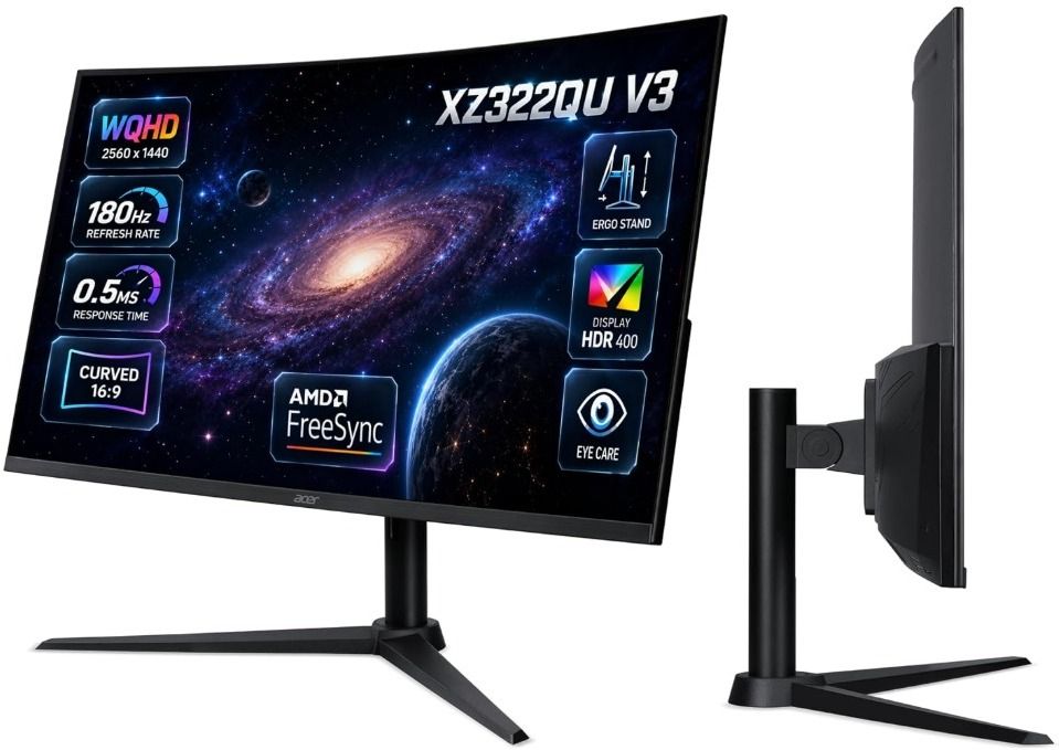 Acer XZ Series 80.01 cm (32 inch) Curved WQHD LED Backlit IPS Panel Gaming Monitor (XZ322QU V3)-image-47