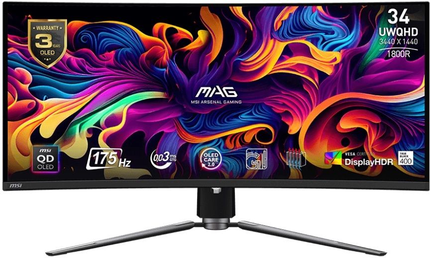 MSI 86.36 cm (34 inch) Curved UWQHD OLED Panel with DisplayHDR True Black 400, CLEAR MR9000, 139.1% SRGB, Smart Crosshair, Height Adjustable Gaming Monitor (MAG 341CQP QD OLED)-image-26